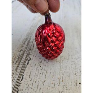 Antique raspberry glass mercury ornament Germany Xmas tree